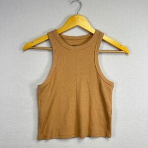 Maeve by Anthropologie‎ Ribbed Racerback Crop Tank Top Camel Size Small